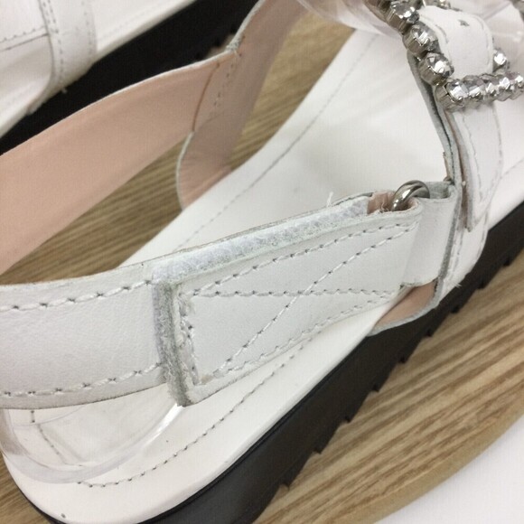 Schutz Womens Ruth Leather Crystal Buckle Platform Strappy Sandals White 8.5B - Picture 8 of 16